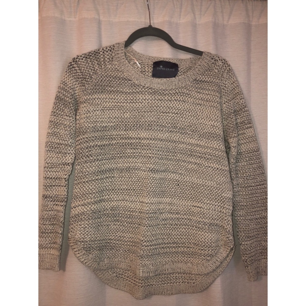 Grey and white knit sweater